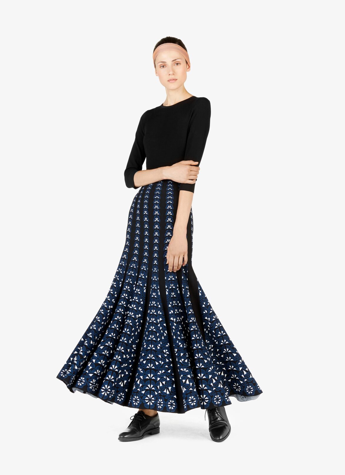 Long Flowing Skirt
 ALAÏA BLACK/BLUE LONG FLOWING SKIRT